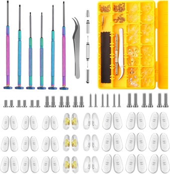 Eyeglass Nose Pads, 24 Pairs of Screw-in Glasses Nose Pads, Upgraded Magnetic Eyeglass Repair Kit with Precision Precision Screwdriver Set, Screws, Tweezer for Travel, Birthday Gift, Christmas