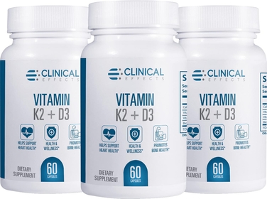 Vitamin K2 + D3 - K2 + D3 Vitamin Supplement with Bioperine Black Pepper Extract and Calcium for Bone and Heart Health Support - 3 Pack - Max Absorption - Made in The USA