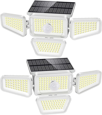 Solar Outdoor Lights, 270 LED 3000LM Motion Sensor Outdoor Light, Luces Solares para Exteriores Waterproof Wide Angle 6500K Solar Powered Security Flood Lights for Outside Yard Patio White(2 PACK)