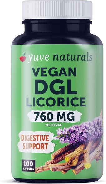 Vegan DGL Licorice 760mg - Ultra Pure Deglycyrrhizinated Licorice Root Capsules Supplement - Support Stomach, Gut & Intestinal Relief - Natural Acid Reflux Formula - Non-GMO & Gluten Free - 100ct