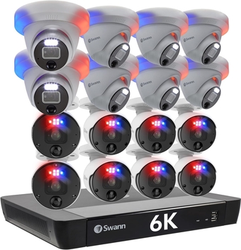 12MP Security Camera System, 16 Channel NVR with 4TB, 16 IP Cameras Indoor Outdoor Home, 6k Mega HD PoE Wired,Video Analytics, 2-Way Audio, Sirens, Color Night Vision, True Detect, 1690008B8DE