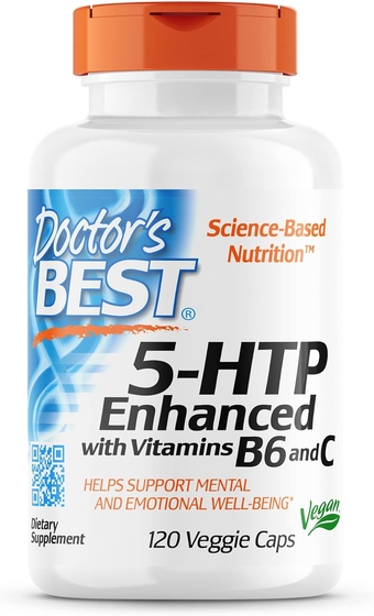 Best 5-HTP Enhanced with Vitamins B6 & C, Non-GMO, Vegan, Gluten & Soy Free, 120 Count