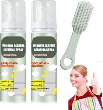 No-Disassembly Window Screen Foam Cleaner, Window Cleaner Spray Foam, Window Screen Cleaning Agent Foam Window Cleaner for House Windows (2 Set)