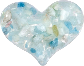 6 Pcs Resin with Tumbled Aquamarine Stone Love Heart Crystals Palm Pocket Worry Stones for Healing