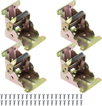 4 Psc Foldable Bracket，Heavy Duty Foldable self Locking Hinge 90 Degrees Folding Hinge Bracket Lock Extension Support Hardware for Table Leg Bed Leg Feet