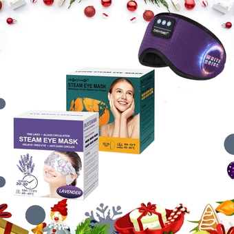 Steam Eye Mask for Dry Eyes & White Noise Sleep Mask