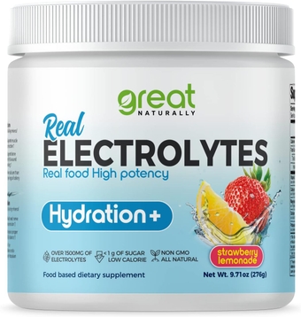 Electrolytes Powder Hydration | Real Food High potency | Strawberry Lemonade 30 Servings | High potency Electrolyte powder | Hydration drink mix | Electrolyte Supplement Potassium Magnesium Calcium