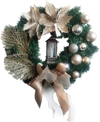Christmas Wreath for Front Door Winter, Garland Handmade Fireplace Room Outdoor Indoor Wreath for Front Door Colorful Decor Vintage Red Berry Clusters Wall