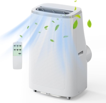 Portable Air Conditioner for Room up to 500 Sq. Ft, 15,000 BTU Portable AC Unit with Built-in Dehumidifier and Multi-speed Fan, Remote Control, 24-Hour Timer, and Window Slider Kit, White