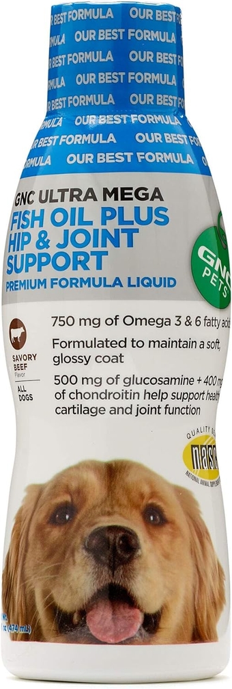 Pets Ultra Mega Fish Oil Plus Hip & Joint Support Supplement for Dogs, 16 Ounces - Beef Flavor | formulated to Maintain a Soft, Glossy Coat | Healthy and Natural Pet Supplements Safe for All Dogs