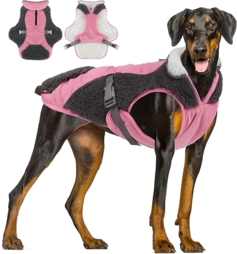 Dog Winter Coat Waterproof,Reflective Dog Fleece Vest Warm Dog Jackets for Large Dogs Dog Winter Coat with Harness Large Dog Sweater Large Dog Coat Dog Winter Clothes