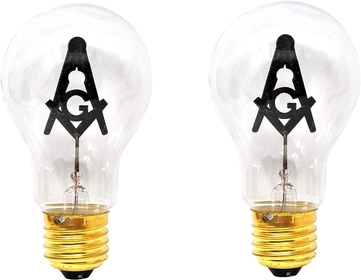 3W Freemason Lightbulb Freemason Gifts for Men - Scottish Rite Shriners Prince Hall Masonic Gifts for Men – 2 PCs Freemason Square and Compass Emblem Light Bulb for Lodge Altar Decor