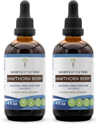 Hawthorn Berry Alcohol-Free Tincture (Glycerite) 656 mg Hawthorn (Crataegus spp.) Dried Berry (2x4 Fl Oz) Cardio Support Supplement