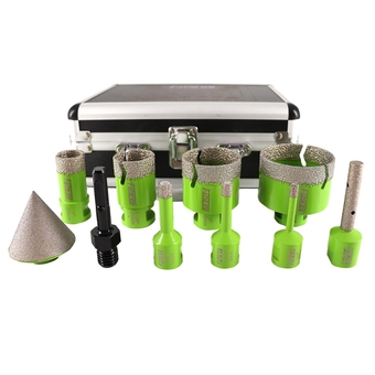 Diamond Core Drill Bits Set - 10pcs Tile Hole Saw Kit 6/8/10/25/35/50/65mm with 2" Diamond Beveling Chamfer Bits for Porcelain Ceramic Tile Granite Marble