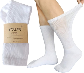Women Diabetic Crew Socks Health Circulatory Non Binding Extra Wider Top Cushioned Moisture Wicking Sock 9-11