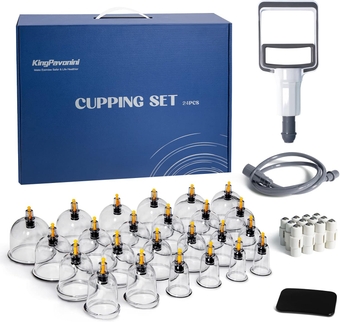 24 Cups Cupping Therapy Set, Professional Chinese Cupping Set with Magnetics, Portable Vacuum Cupping for Cellulite Reduction, Pain Relief and Blood Circulation