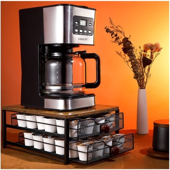 2 -Layer Coffee Pod Holders Cup Organization Storage Drawer,Coffee Cup Holder for Counter,Coffee Cup Storage Organizer, Coffee Pod Organizer Drawer for Counter, Coffee Machine Base, Coffee Pod Drawer
