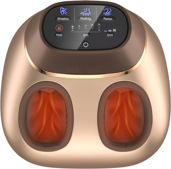Shiatsu Foot Massager W/Heat, 3 Modes & Speeds, Kneading, Rolling, Compression, Power-Off Protection, Relieve Foot Pain & Soreness Massage Machine for 5-12 FT Adjustable Feet Size