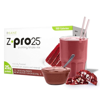 Z-Pro Red Velvet -  High Protein Meal Replacement Shakes/Pudding – Z-Pro25 - Low Fat Low Carb Low Calorie - Includes 14 Packets / 25g Protein / 140 Calories Per Serving