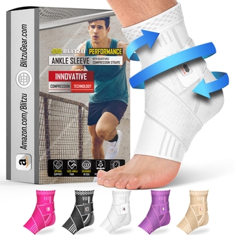 Ankle Brace With Adjustable Compression Support Strap for Achilles Tendonitis, Joint Pain Relief. Ankle Wrap for Women & Men. Sprained Ankle Protectors Sleeve for Heel Pain Foot Arch White S