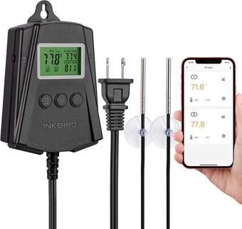 WiFi Heat Mat Reptile Thermostat Controller Temperature Controller with 2 Probes and 2 Outlets, IPT-2CH Thermostat (Max 250W per Outlet).