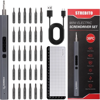Mini Electric Screwdriver Set, 36 in 1 Electric Precision Screwdriver Small Electric Screwdriver Kit, S2 Steel, Rechargeable Battery, 2 Torque Settings, Micro Power Screwdriver Cordless