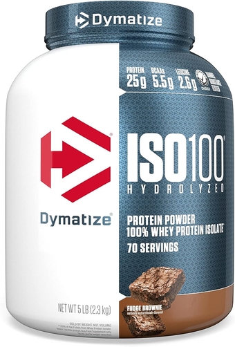 ISO100 Hydrolyzed Protein Powder, 100% Whey Isolate Protein, 25g of Protein, 5.5g BCAAs, Gluten Free, Fast Absorbing, Easy Digesting, Fudge Brownie, 5 Pound