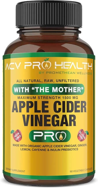 ACV Pro Apple Cider Vinegar Capsules Certified Organic with Mother ACV Pills Detox Cleanse Acid Reflux Relief Support Supplement Ginger Root Cayenne Pepper Powder