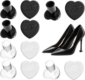 High Heel Cap Protectors & Heel Caps for High Heels (6 Pairs Heart-Shaped Black and White Size M) for High Heel Shoes Women,Anti-Slip and Protecting from Bricks & Cracks