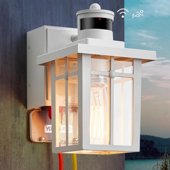 Porch Lights with GFCI Outlet,Dusk to Dawn Motion Sensor Outdoor Lights,3 Lighting Modes White Front Door Lights,Waterproof Exterior Light Fixture,Outside Lamp for House Patio Garage