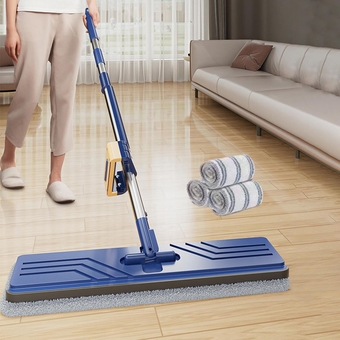43cm Hands-Free Mop, Hands-Free Microfiber Automatic Wringing Flat Mop, Machine Washing Lazy Hands Wash Free Mop Rotates 360 Degrees #