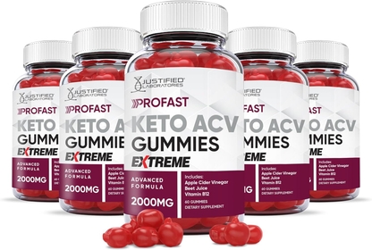 (5 Pack) ProFast Keto ACV Gummies Extreme Formula 2000MG Pro Fast Vegan Non GMO with Pomegranate Juice Beet Root B12 300 Gummys