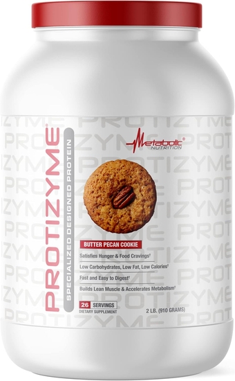 , Protizyme, 100% Whey Protein Powder, High Protein, Low Carb, Low Fat Whey Protein, Digestive Enzymes, 24 Essential Vitamins and Minerals, Butter Pecan Cookie, 2 Pound (26 ser)