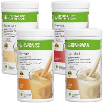 Formula 1 Nutritional Shake Mix - Pack of 4, 500g Each -  Shake -  Protein Powder -  Weight Loss Meal Replacement (Vanilla - Strawberry - Orange - Banana)