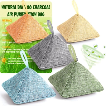 5 Pack Activated Charcoal Odor Absorber, Nature Fresh Bamboo Charcoal Air Purifying Bag Home Smell Smoke Closet Car Air Freshener Deodorizer Odor Eliminator and Moisture Absorber