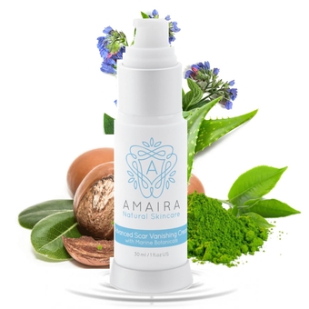 Amaira Advanced Scar Vanishing Cream with Marine Botanicals - Treat Cellulite, Scarring, Acne & Stretch Marks on Sensitive Skin (1oz)
