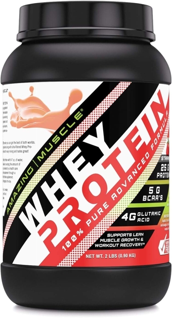 Muscle 100% Whey Protein Powder *Advanced Formula with Whey Protein Isolate as a Primary Ingredient Along with Ultra Filtered Whey Protein Concentrate (Strawberry, 2 lb)