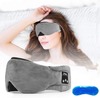 Wireless Sleep Mask Headphones Bluetooth 5.0 Sleeping Eye Mask with Gel Sleep Mask for Cool/Warm Therapy, USB Rechargeable Washable Handsfree Music Travel Sleep Eye Cover for Men Women,Gray