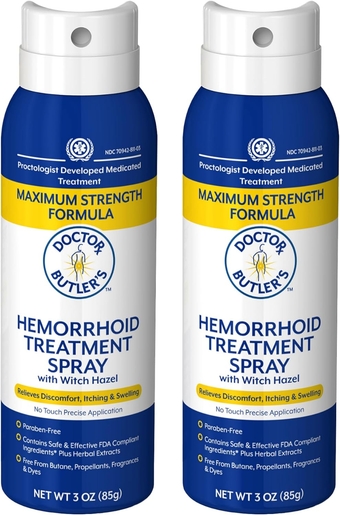 Hemorrhoid Spray - Hemorrhoid Treatment and Cleansing Solution with Witch Hazel and Aloe Vera to Help withDiscomfort, Itch Relief and Swelling* (2pk, 3oz Each)