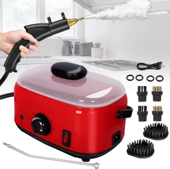 2500W Handheld Steam Cleaner, 1500ml High Pressure Steamer for Cleaning,Multi-Purpose Portable Steam Cleaning for Home Use,Steamer for Car Detailing Upholstery Kitchen Bathroom Home,Red