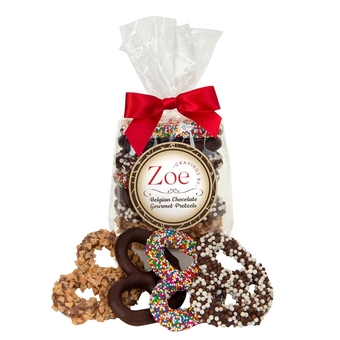 Cravings by Zoe Chocolate Covered Pretzels Gift Bag 8 oz | Mothers Day Gifts | Chocolate Candy | Gourmet Chocolate Pretzels | Birthday Gifts for Women Men Mom Dad Adults Couples