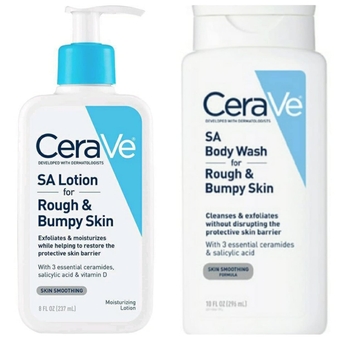 SA Skin Care for Rough and Bumpy Skin Bundle - SA Body Wash (10 fl oz) and SA Moisturizing Lotion (8 fl oz) - Skin Smoothing Formula with Salicylic Acid