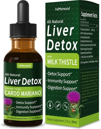 Milk Thistle Liver Detox Drops for Fatty Liver, Alcachofa y Cardo Mariano para el Higado Graso, Liver Support Formula w/Artichoke, Herbal Extract Liquid for Liver Cleanse Detox & Repair. 2oz
