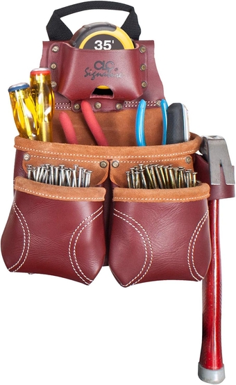 21428 Signature Elite Heavy Duty Leather Nail & Tool Bag, 10 Pocket