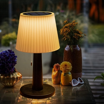 Solar Table Lamp Outdoor Indoor - 3 Lighting Modes, Eye-Caring LED Waterproof Cordless Solar Desk Lamp with Pull Chain Garden Outside Patio Garden Bedroom Living Room Mothers Day Gifts Mom