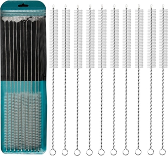 10Pcs Long Straw Cleaning Brush Set, 10-inch x 2/5-inch Dia. Nylon Pipe Tube Cleaner for Tube, Pipe Cleaners, Bottle Cleaning, Drinking Straw, Glass Tumbler, Sippy Cup