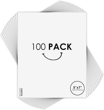 , Pack of 100, 5x7 White Backing Boards - Uncut, Acid Free, 4-Ply Thickness, Signature Friendly - Great for Photos, Pictures, Events, Frames, Prints