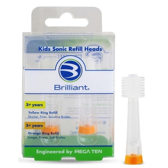Oral Care Kids Sonic Toothbrush Soft Replacement Heads, for Children Ages 5+, Orange, 2 Pack