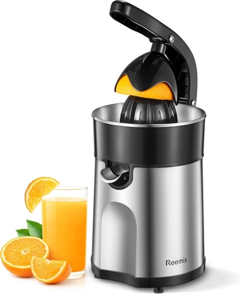Electric Citrus Juicer Squeezer, Orange Juicer with Two Interchangeable Cones, Suitable for orange, lemon and Grapefruit, Brushed Stainless Steel, Easy to Clean and Use (ABS+Stainless Steel)