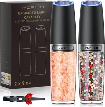 [Bundle]  Gravity Electric Salt and Pepper Grinder Set, Upgraded Large Capacity - Black